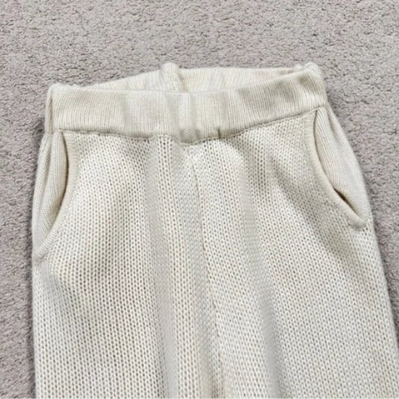 Hanifa Cream Chunky Cozy Knit Flare Leg Pants Tall Girl Friendly Sz XS - Picture 4 of 9